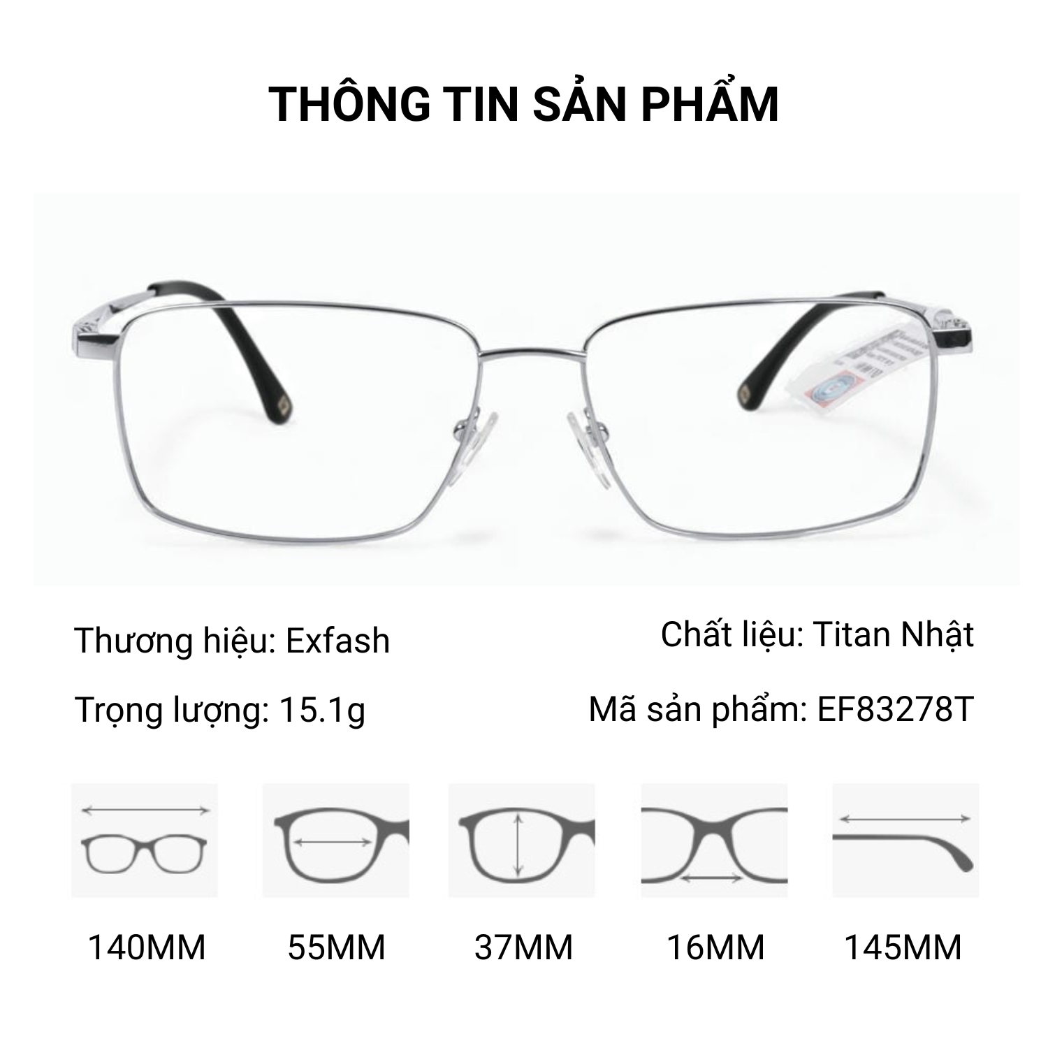 Gọng Kính Titan Nhật Exfash EF83290T - Tem Chính Hãng 101