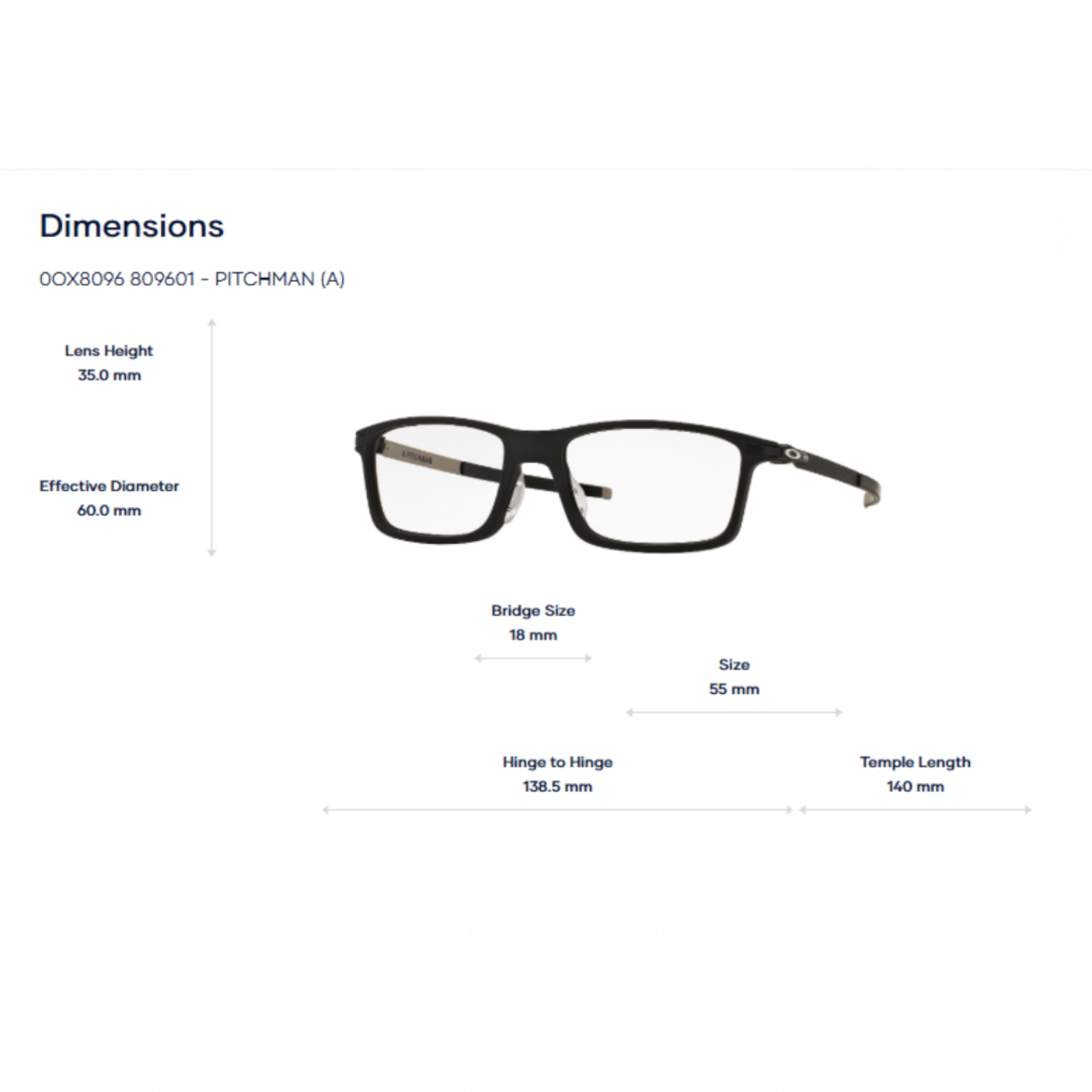 Oakley Pitchman (a) 0OX8096 Gọng Kính - Tem Chính Hãng Luxottica