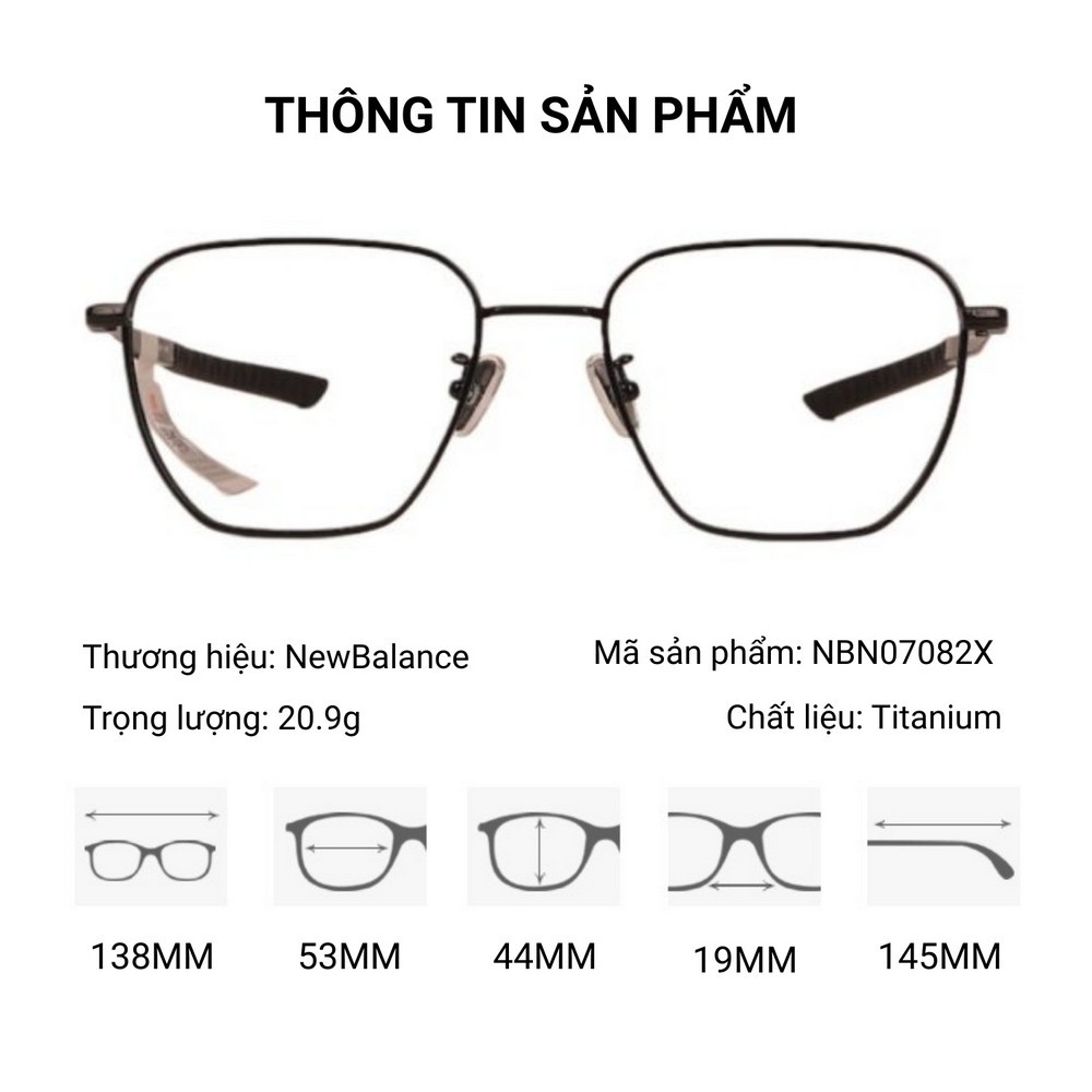 New Balance NBN07082X Gọng Kính Đa Giác Titanium - Tem Chính Hãng 101