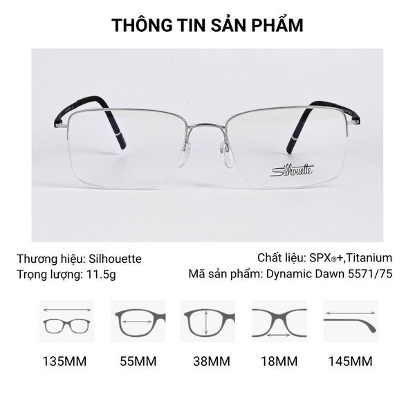 Gọng Kính Nửa Khung Silhouette&nbsp;Dynamic Dawn 5571/75
