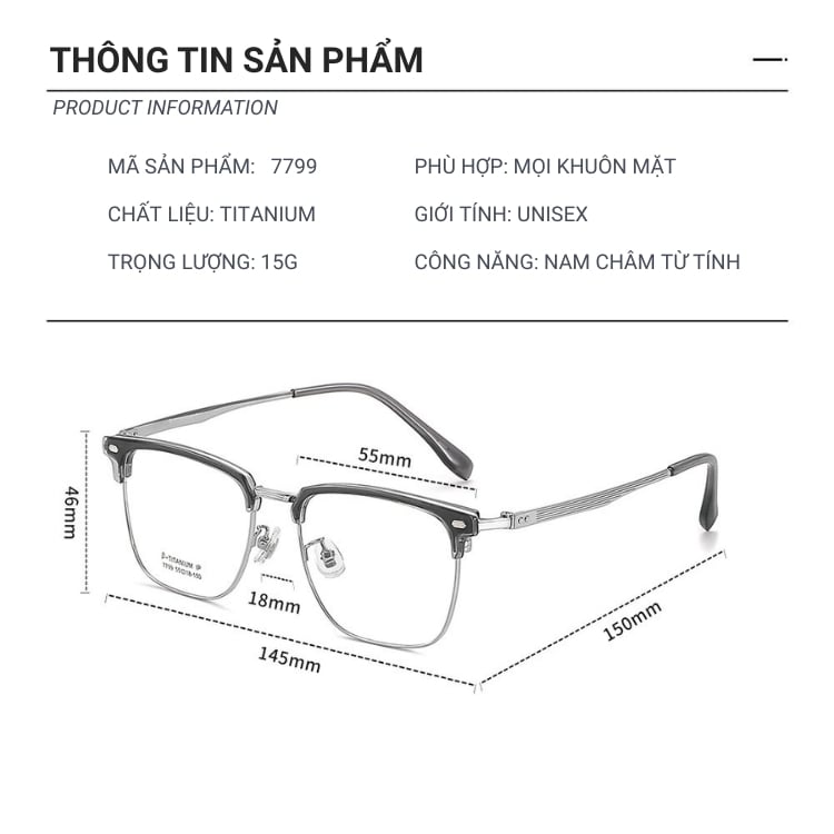 Kính Râm Cận Clip On Snap 7799