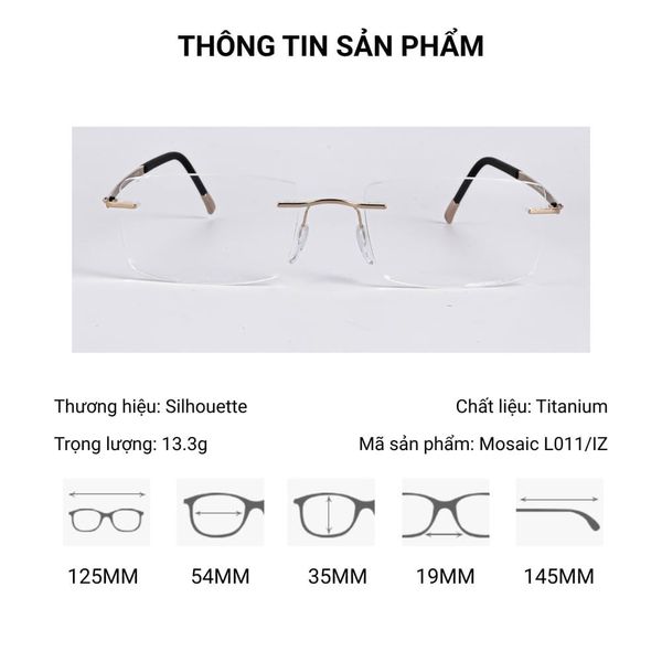 Silhouette Mosaic L011IZ Kính Không Gọng Mạ Vàng 23K