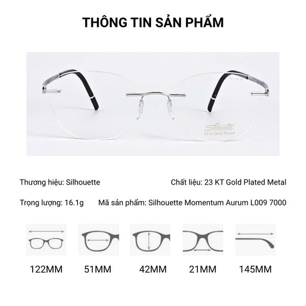 Kính Không Gọng Silhouette Momentum Aurum L009NJ