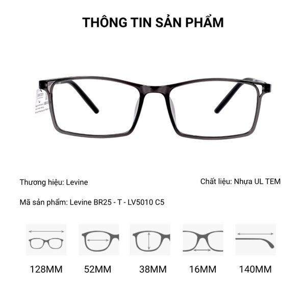Gọng Kính Levine BR25-T-LV5010 Chính Hãng