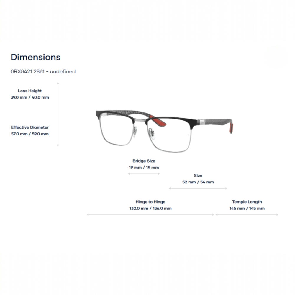 RayBan 0RX8421 Optics Optics Gọng Kính Nửa Khung – Tem Chính Hãng Luxottica