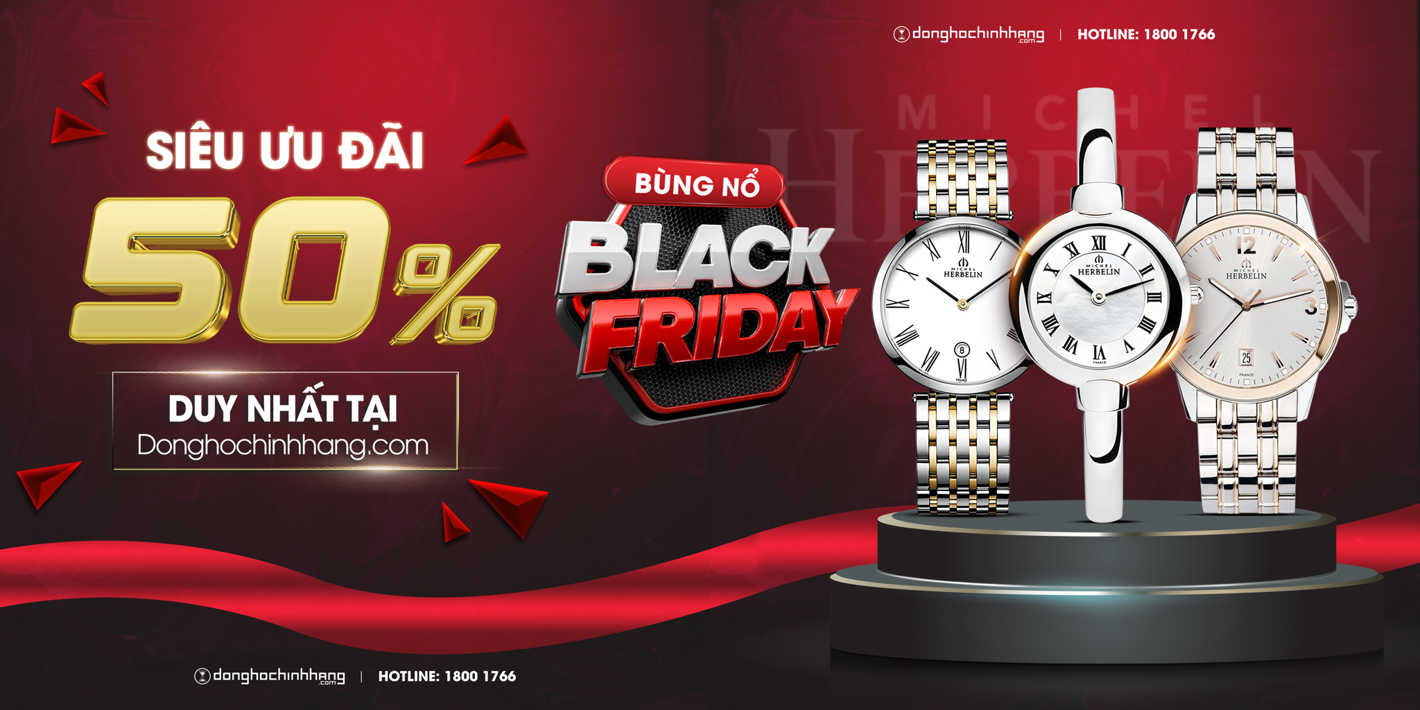 Siêu ưu đãi Black Friday chính thức lộ diện: 50% toàn bộ đồng hồ Michel Herbelin