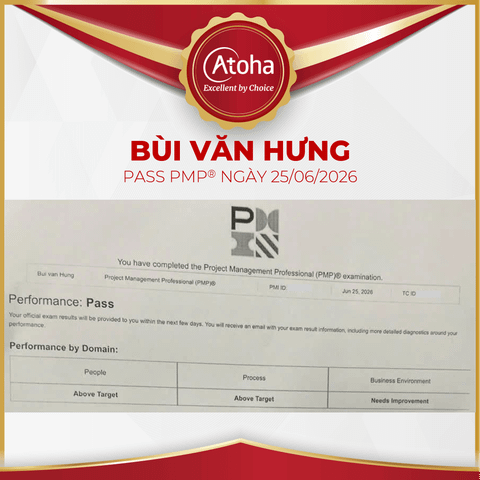 Bùi Văn Hưng, PMPONLINEPRO62, pass PMP ngày 25/06/2026