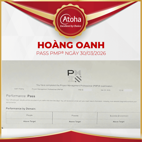 Hoàng Oanh, PMPONLINEPRO58, pass PMP® ngày 30/03/2026