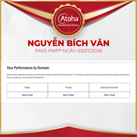 Nguyễn Bích Vân, PMPONLINEPRO51, pass PMP ngày 03/07/2026