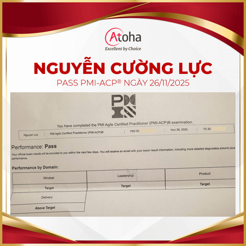 Nguyễn Cường Lực, PMI-ACPONLINEPRO34, pass PMI-ACP ngày 26/11/2025