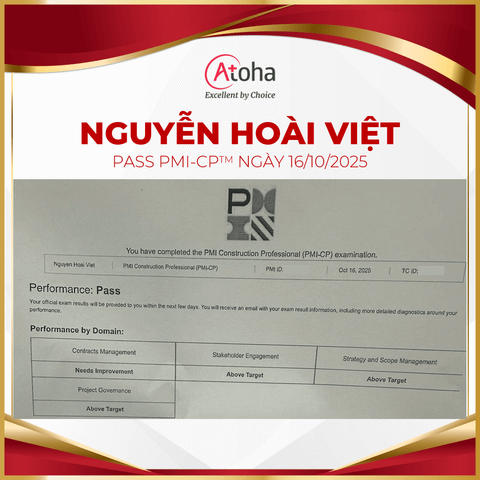 Nguyễn Hoài Việt, PMI-CPONLINEPRO1, pass PMI-CP ngày 16/10/2025