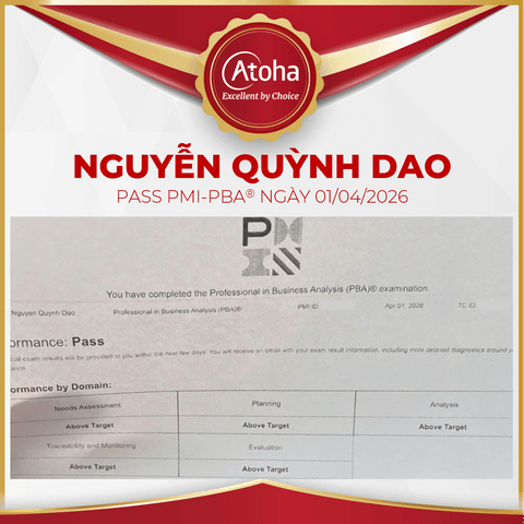 Nguyễn Quỳnh Dao passed PMI-PBA® ngày 01/04/2026