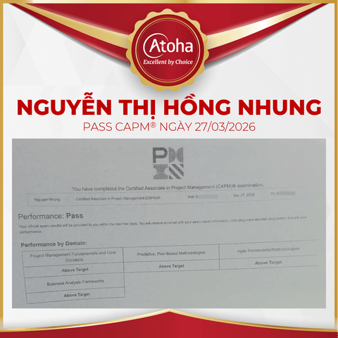 Nguyễn Thị Hồng Nhung, CAPMONLINEPRO8, pass CAPM® ngày 27/03/2026
