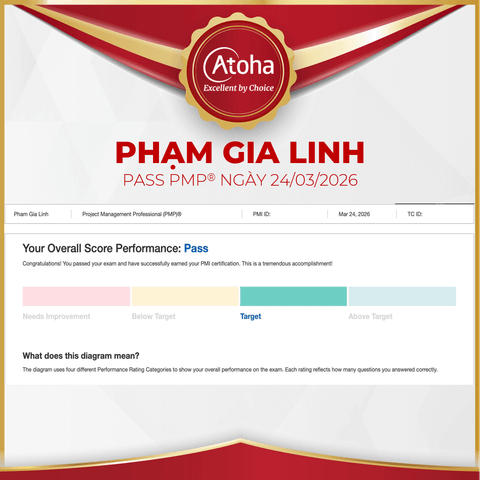 Phạm Gia Linh, PMPONLINEPRO49, pass PMP® ngày 24/03/2026