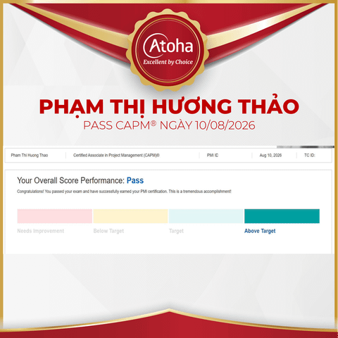 Phạm Thị Hương Thảo, CAPMONLINEPRO6, pass CAPM ngày 10/08/2026