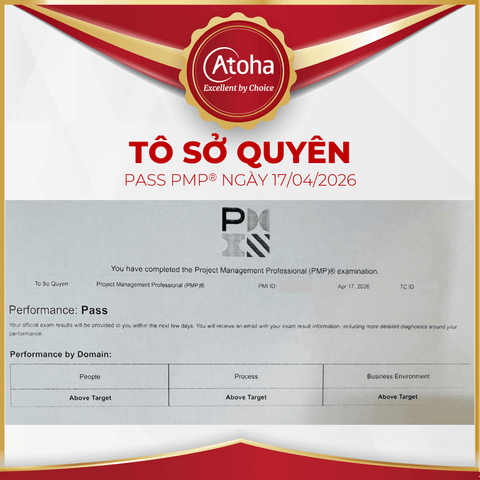 Tô Sở Quyên, PMPPRO61, pass PMP® max score ngày 17/04/2026
