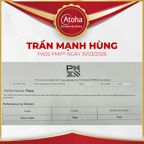 Trần Mạnh Hùng, PMPONLINEPRO39, pass PMP® ngày 31/03/2026