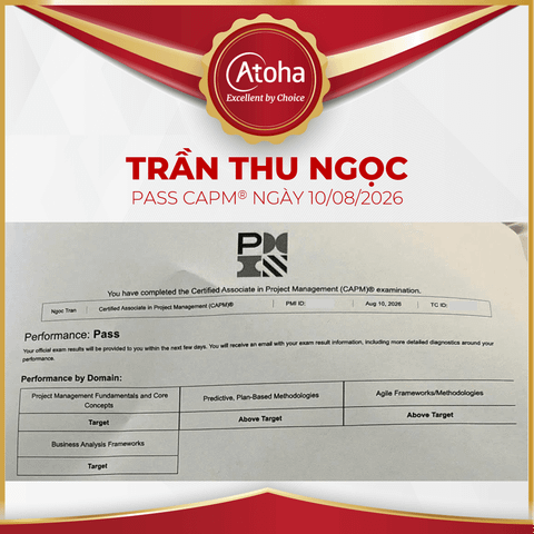 Trần Thu Ngọc, CAPMONLINEPRO12, pass CAPM ngày 10/08/2026