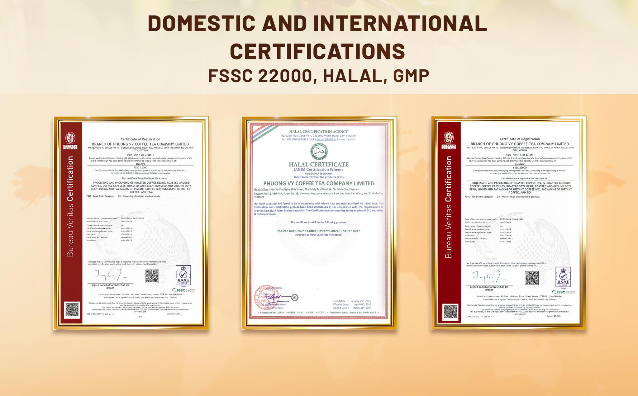 certificate Phuong Vy Coffee