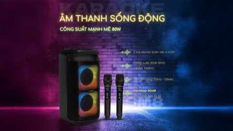 Bộ Loa Karaoke iCore ISM8 Kèm 2 Micro Bluetooth – Giải pháp âm thanh di động tối ưu cho không gian giải trí cá nhân