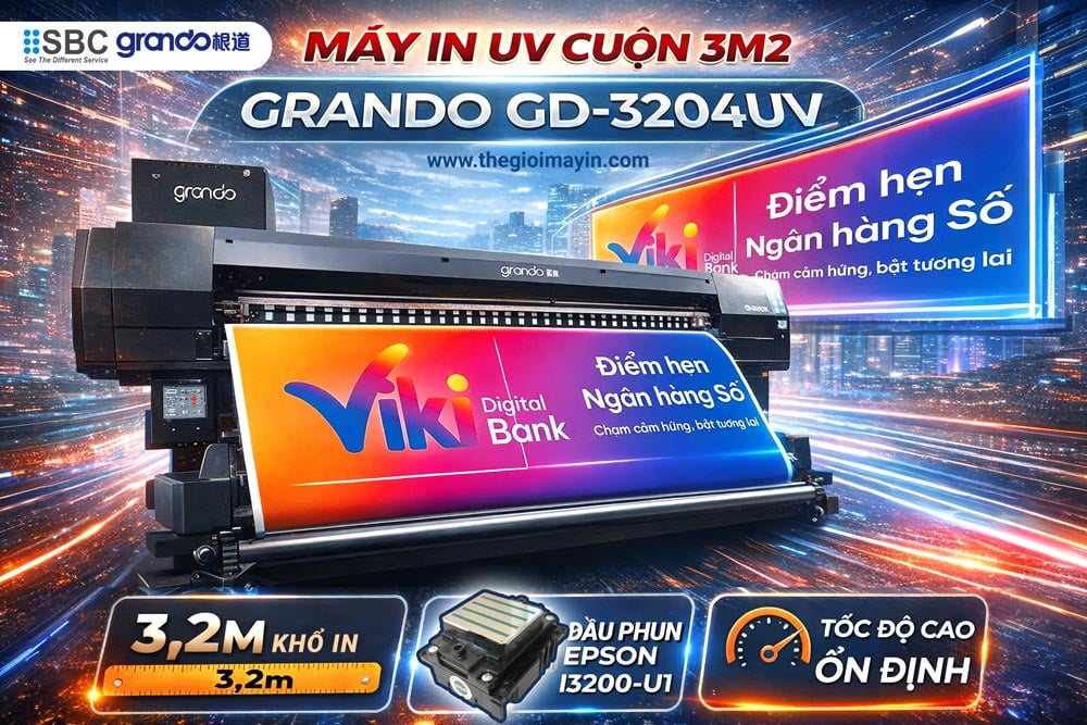 máy in uv cuộn 3m2 mới nhất đầu i3200 grando