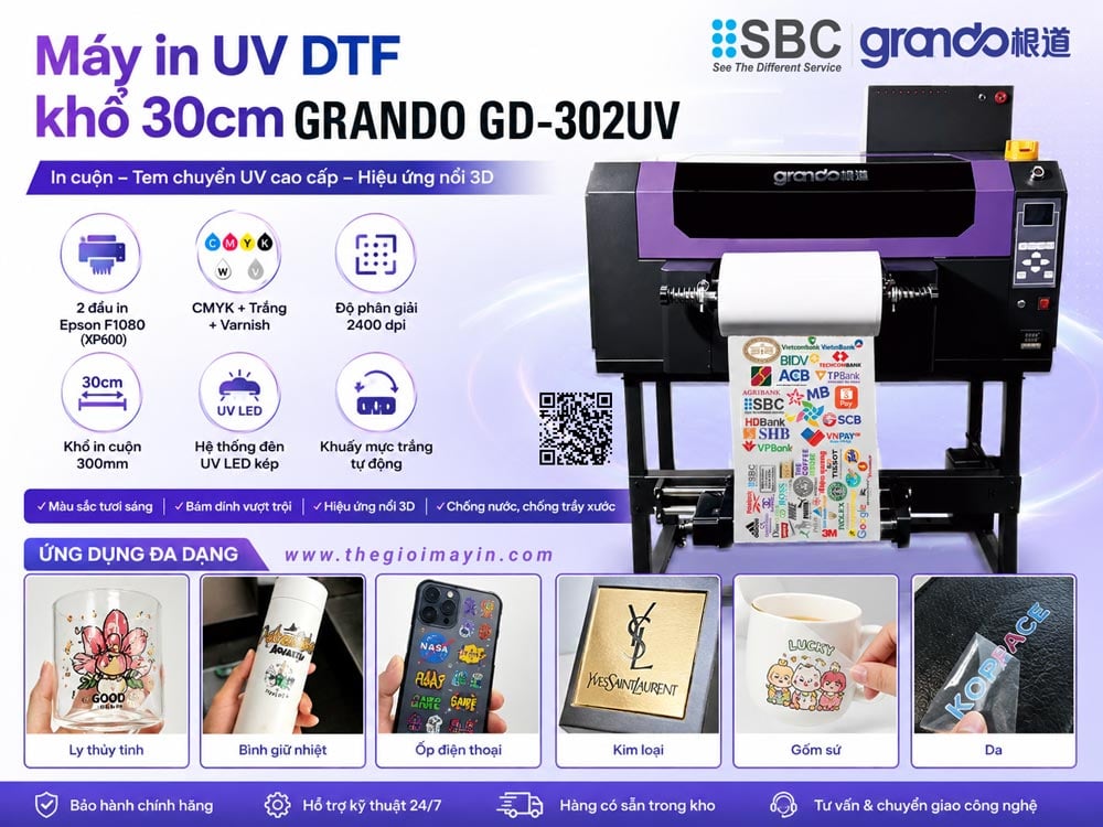 Máy in UV DTF khổ 30cm giá rẻ - bảo hành tận nơi chính hãng