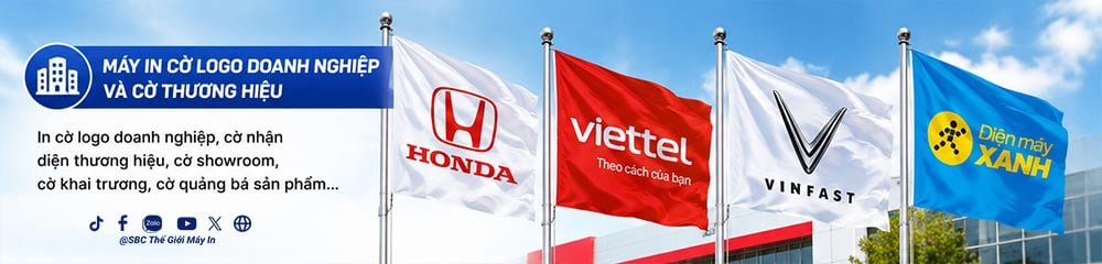 Máy in cờ&nbsp;logo doanh nghiệp và cờ thương hiệu