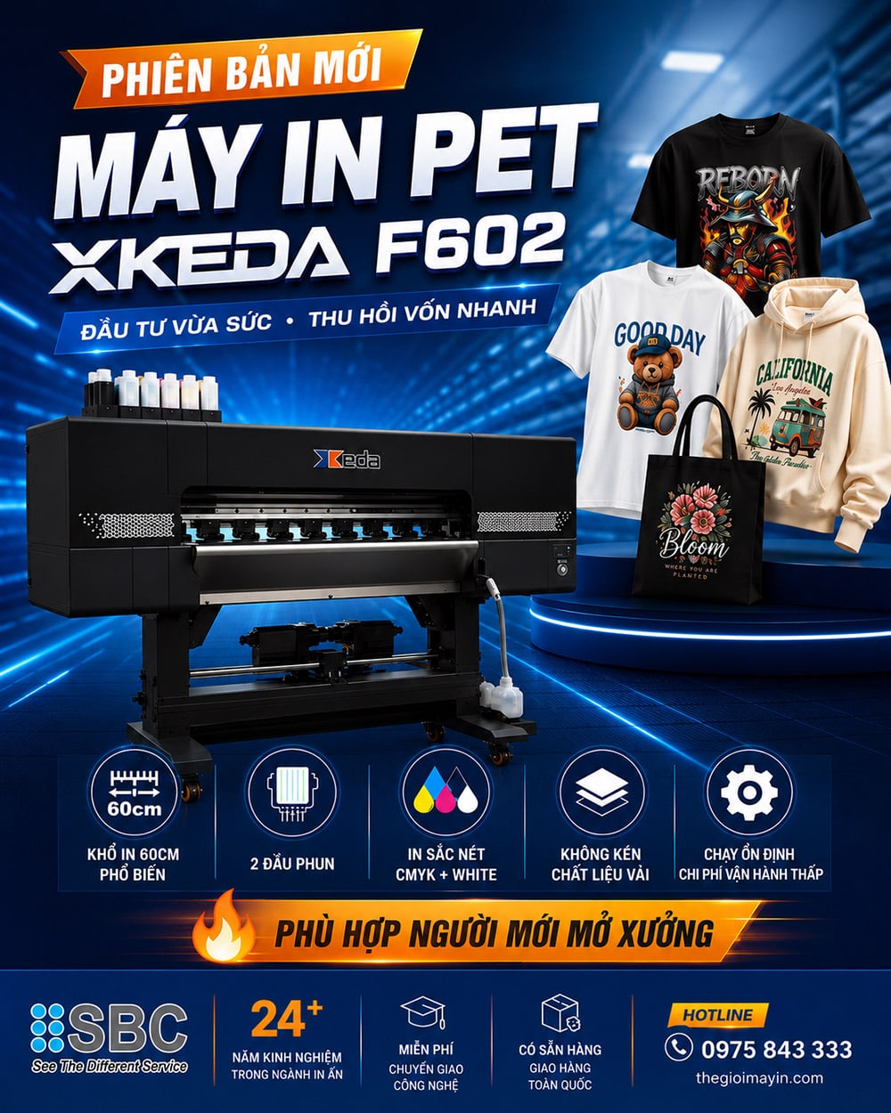 máy in pet chuyển nhiệt Xkeda F602 2 đầu