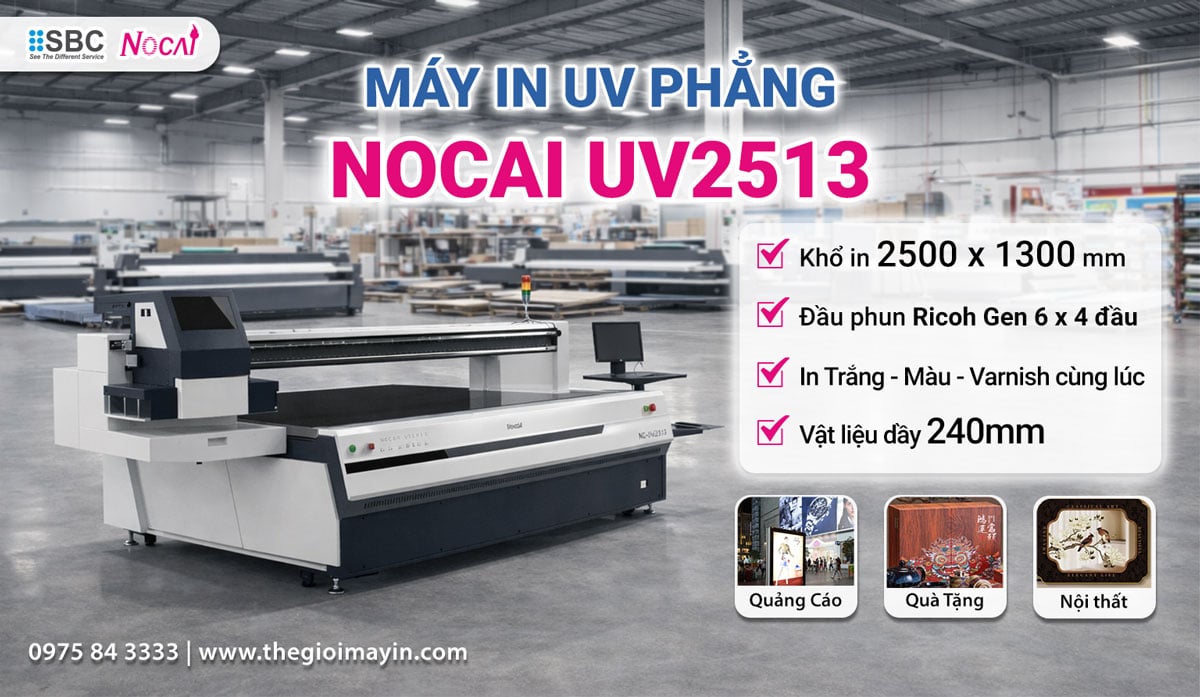 máy in uv phẳng 2513 nocai mới đầu ricoh gen 6 sbc