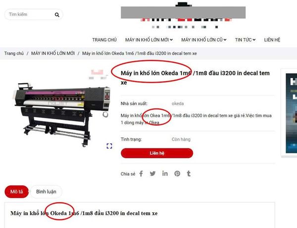 Máy in xkeda nhái, nhái thành okeda, hàng giả