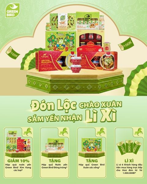 [SHOWROOM & ONLINE] 🧧 ĐÓN LỘC CHÀO XUÂN - SẮM YẾN NHẬN LÌ XÌ 🧧 Tết này, chọn quà xanh lành, tinh tế, sức khỏe, Green Bird lo trọn 🎁