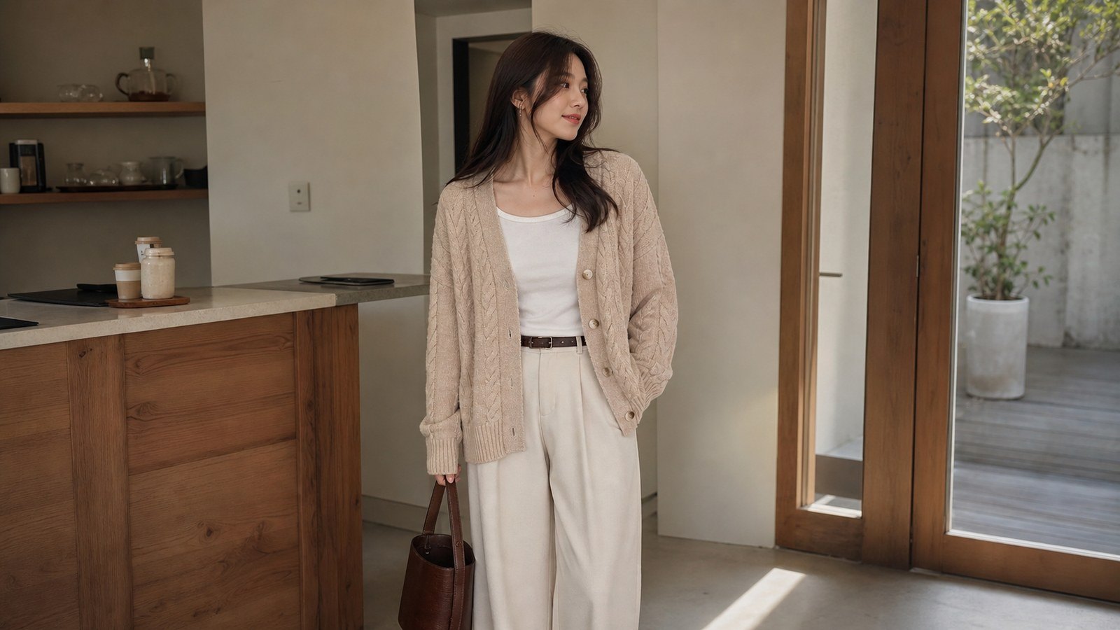 Cardigan len vặn thừng