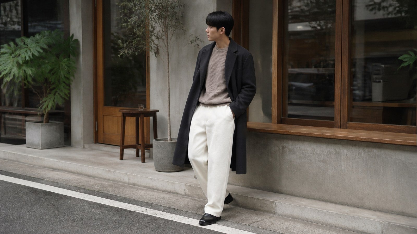 Áo măng tô nam với sweater
