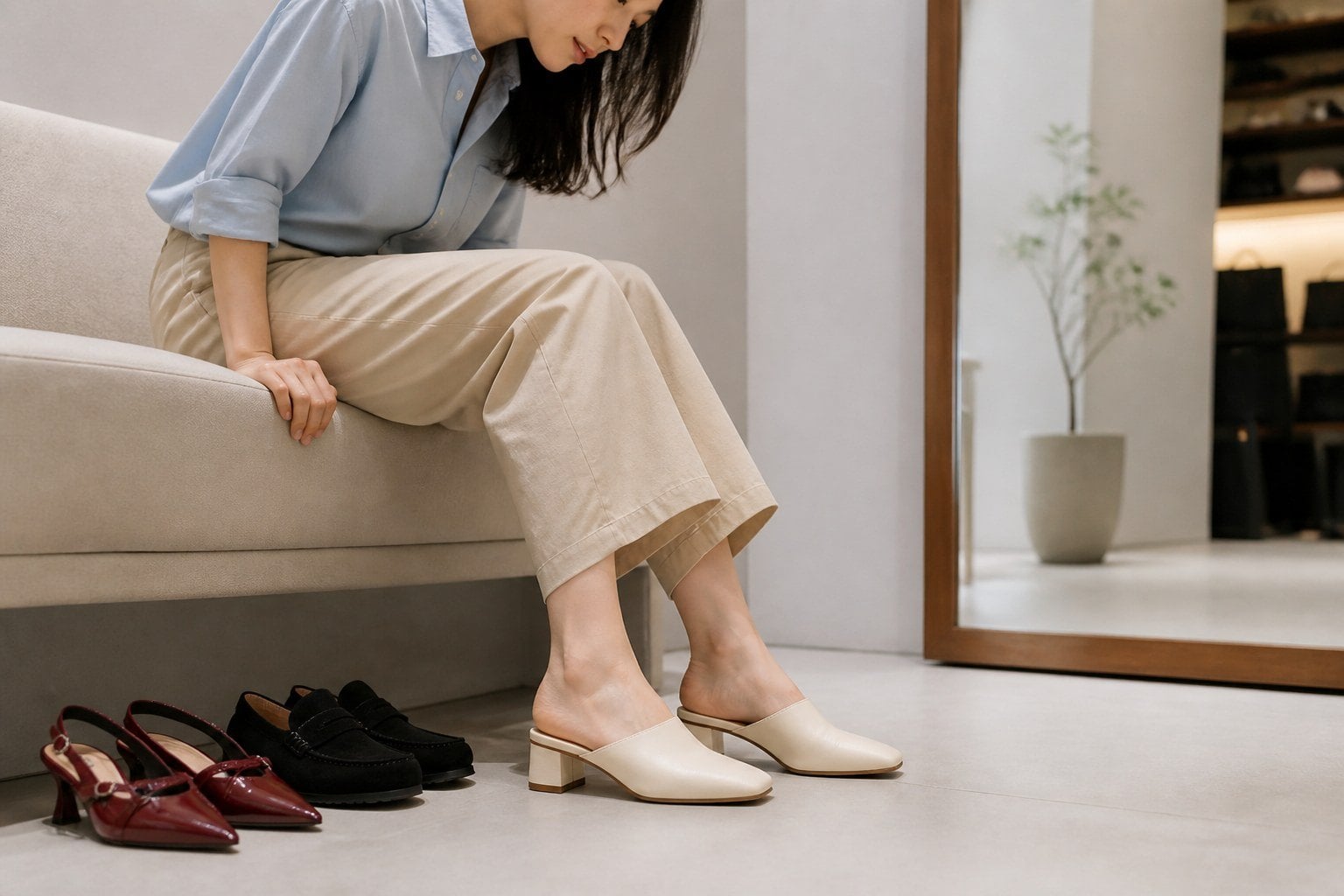Chọn giày sục vừa chân để đi êm và giữ dáng đẹp khi phối đồ