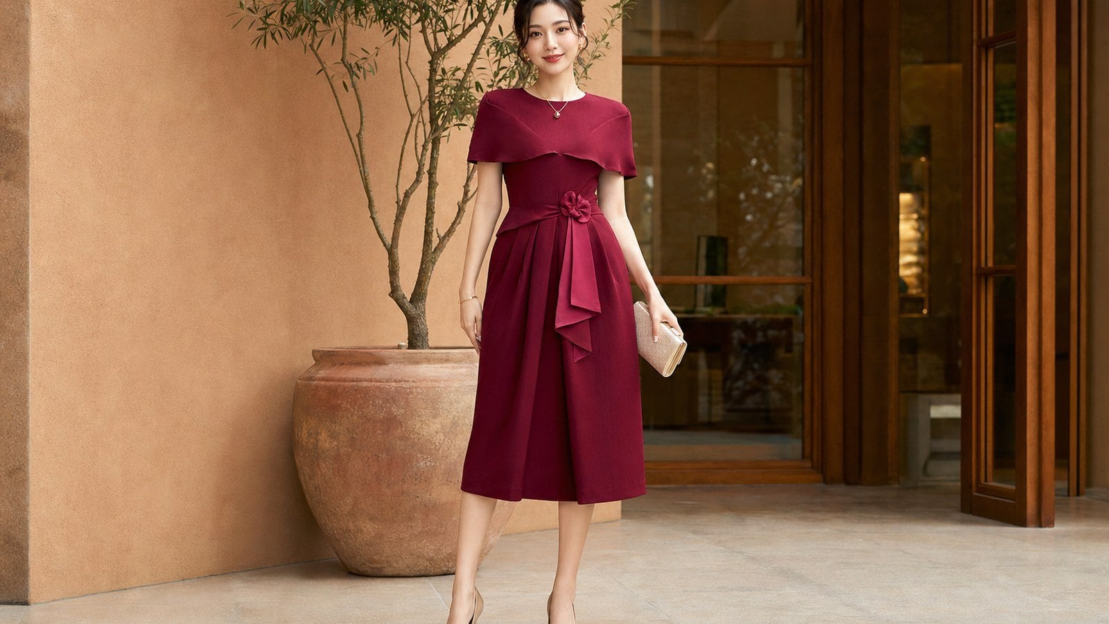 Đầm đỏ đô hoặc hồng berry cho những dịp cần nổi bật hơn