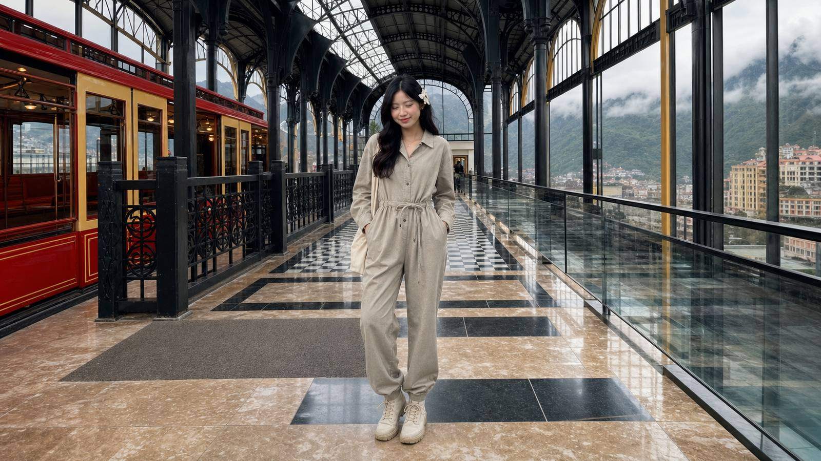 Áo cardigan dài phối váy midi trơn tạo set mềm và hợp homestay, cafe