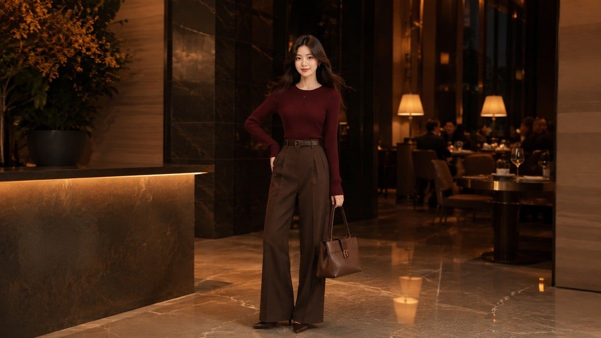 Đỏ rượu và nâu sẫm giúp outfit mệnh Thổ có chiều sâu hơn