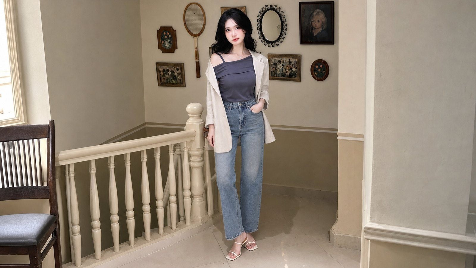 Áo trễ vai phối cùng denim, quần suông, váy midi, blazer và sneaker sạch để set đồ nhìn sang hơn