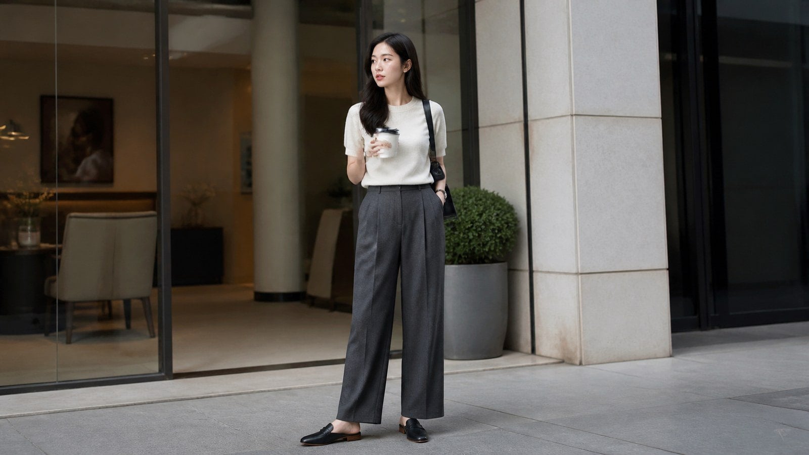 Giày sục phối quần tây hoặc quần suông theo phong cách thanh lịch