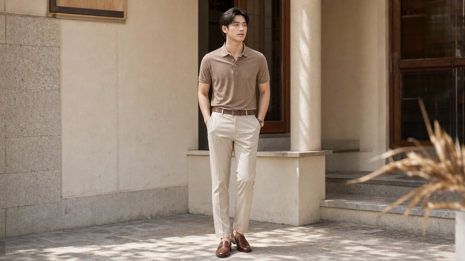 Cardigan hồng đất phối váy be khi muốn nhìn mềm và nữ tính hơn