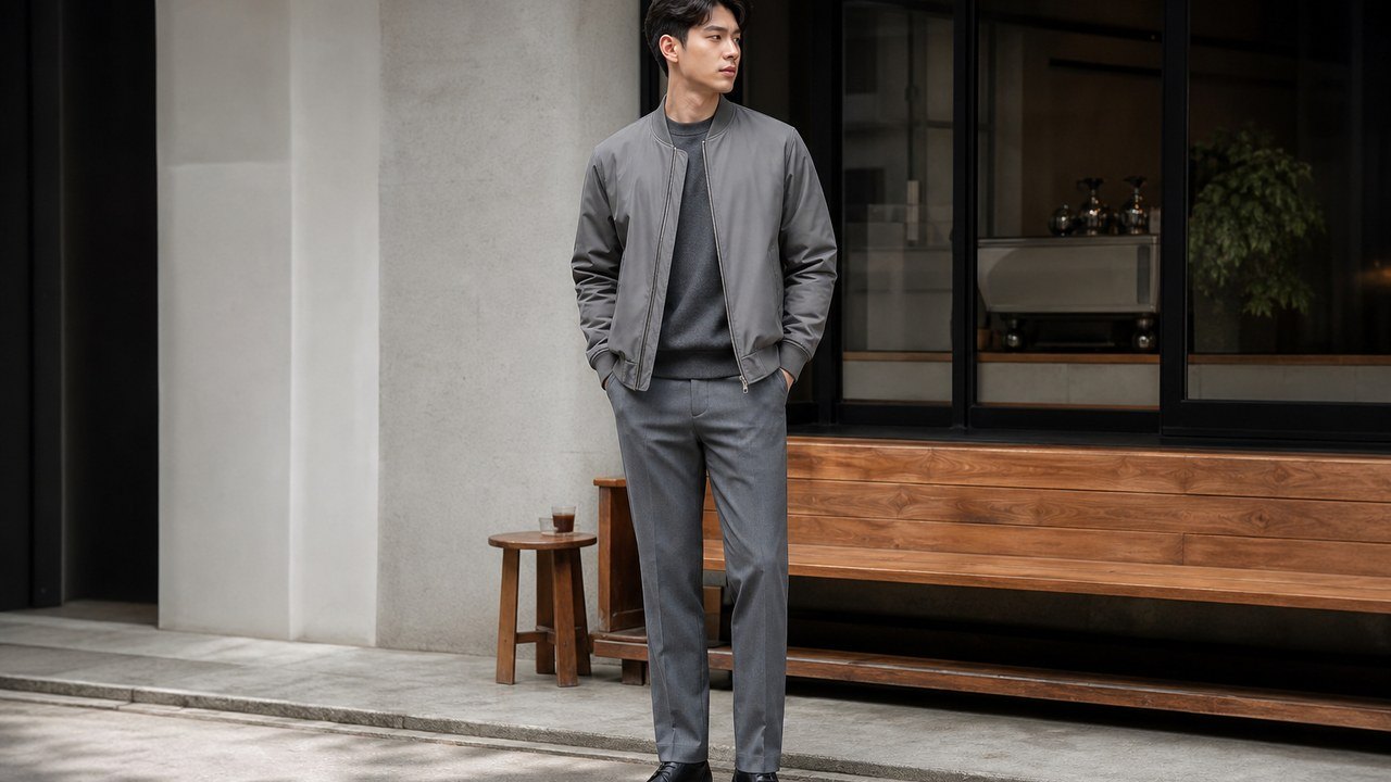 Áo bomber nam phối set monochrome