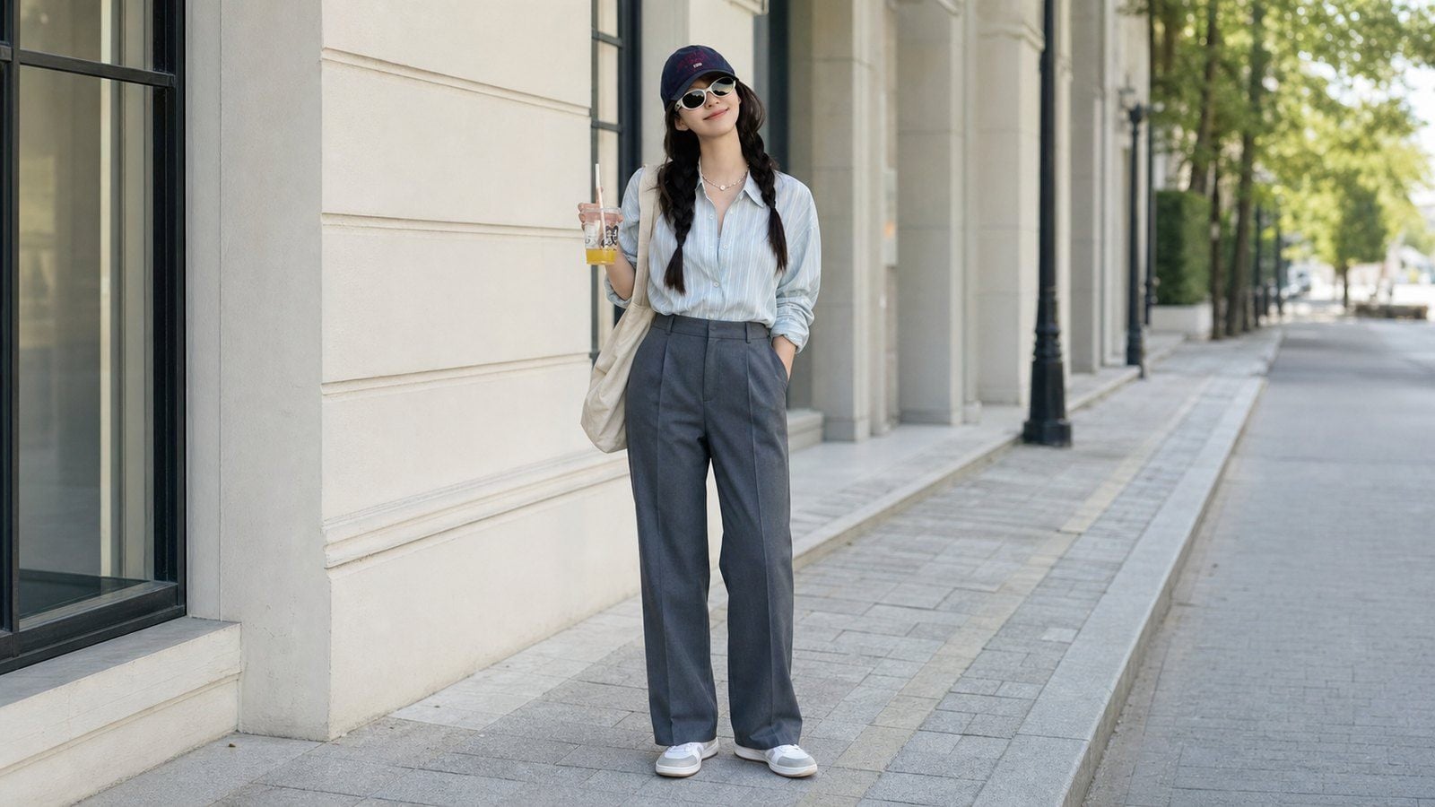 Sơ mi mềm sơ vin gọn với quần đứng form cho người béo bụng