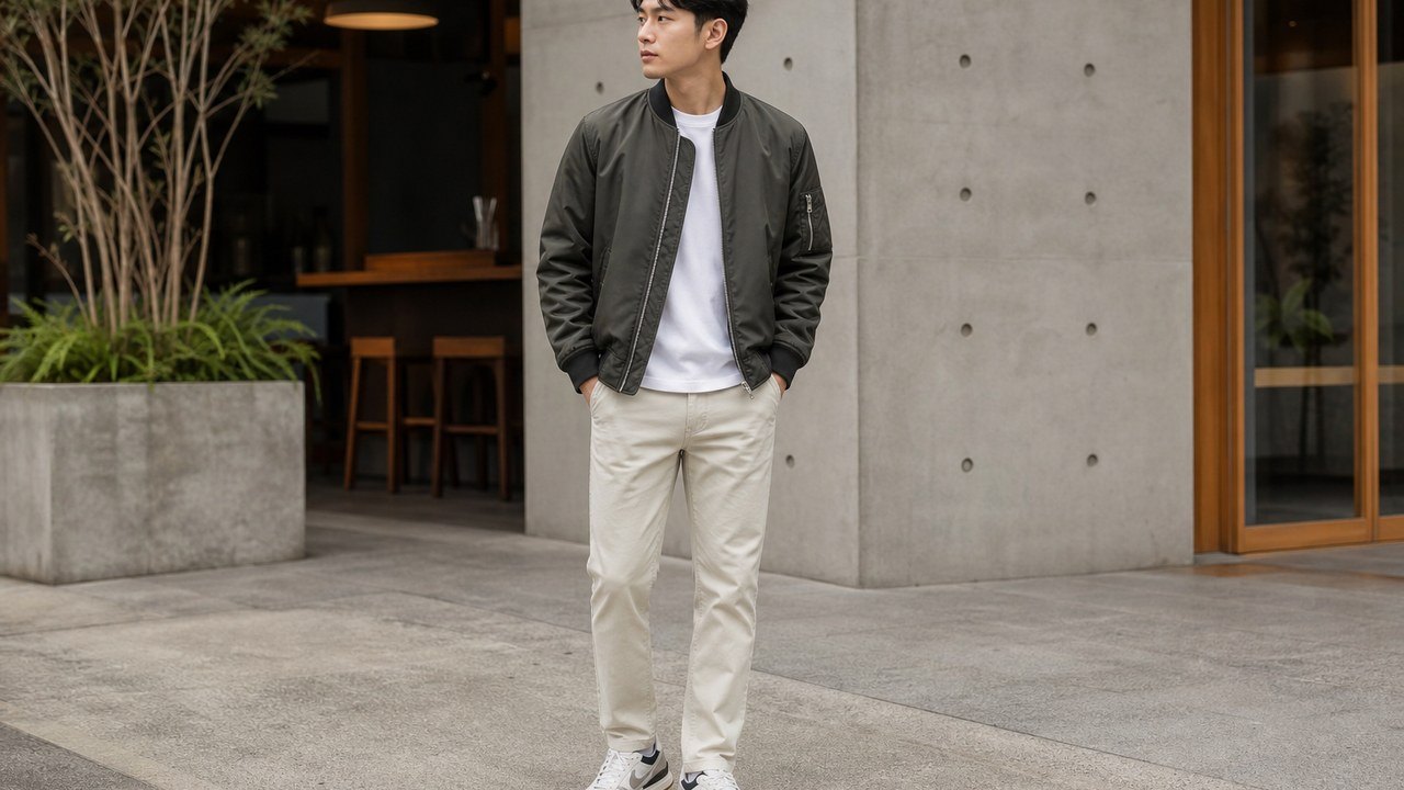 Áo bomber nam phối sneaker nổi bật