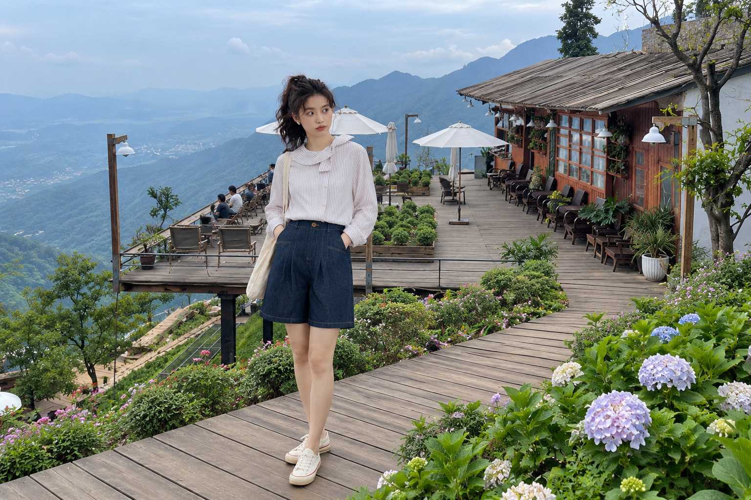 Outfit đi Tam Đảo: Sơ mi linen và quần short đứng phom