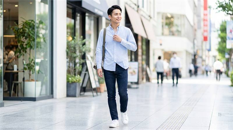 Phối áo sơ mi nam cùng quần jeans xanh/đen mang đến phong cách trẻ trung, gọn gàng và dễ ứng dụng trong mọi hoàn cảnh.