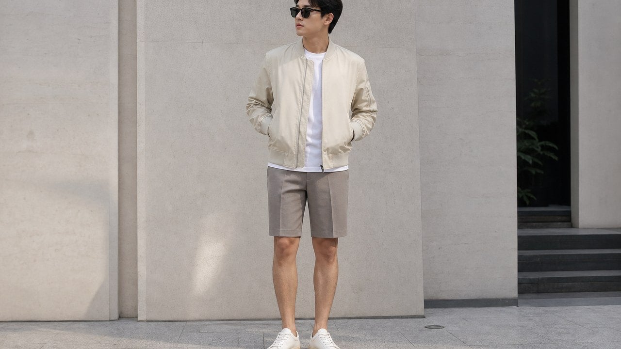 Áo bomber nam phối quần short