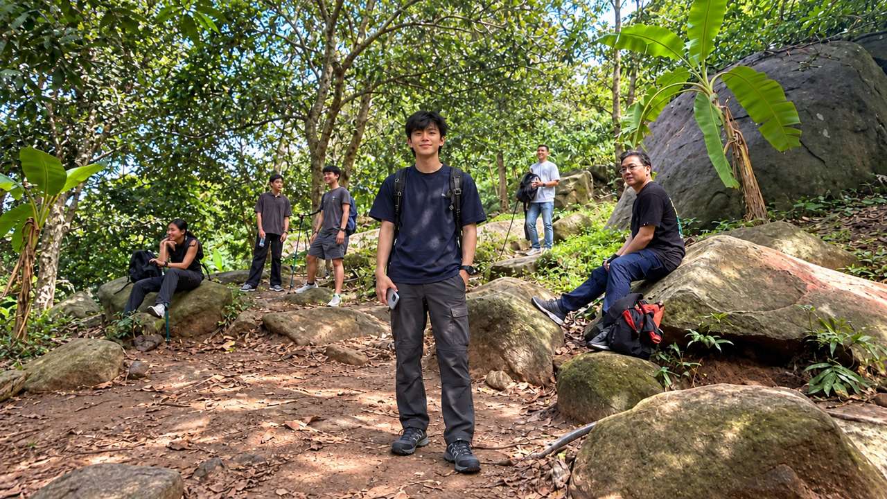 Áo thể thao, quần nhanh khô và giày trekking khi leo bộ