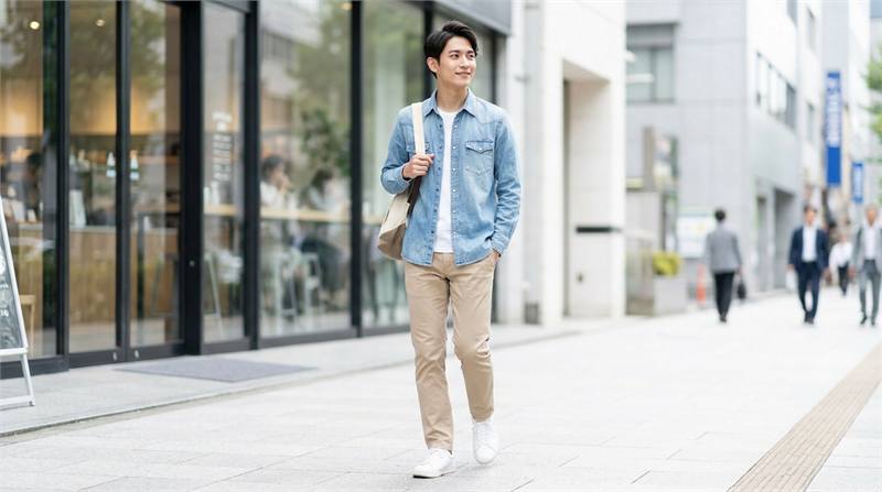 Sơ mi denim, sơ mi tay ngắn hoặc sơ mi họa tiết phối quần jeans/kaki/short cho buổi đi chơi thoải mái, gọn gàng.