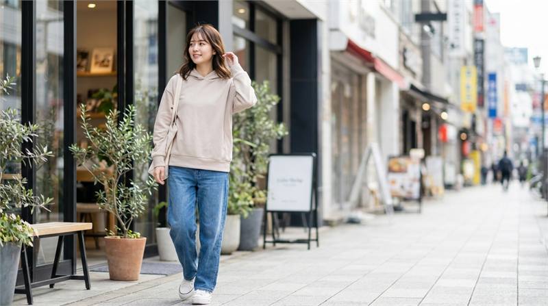 Hoodie, jeans, jogger, chân váy A - trang phục đi học/cà phê. Dễ mặc, thoải mái, đẹp khi lên hình, năng động suốt ngày.