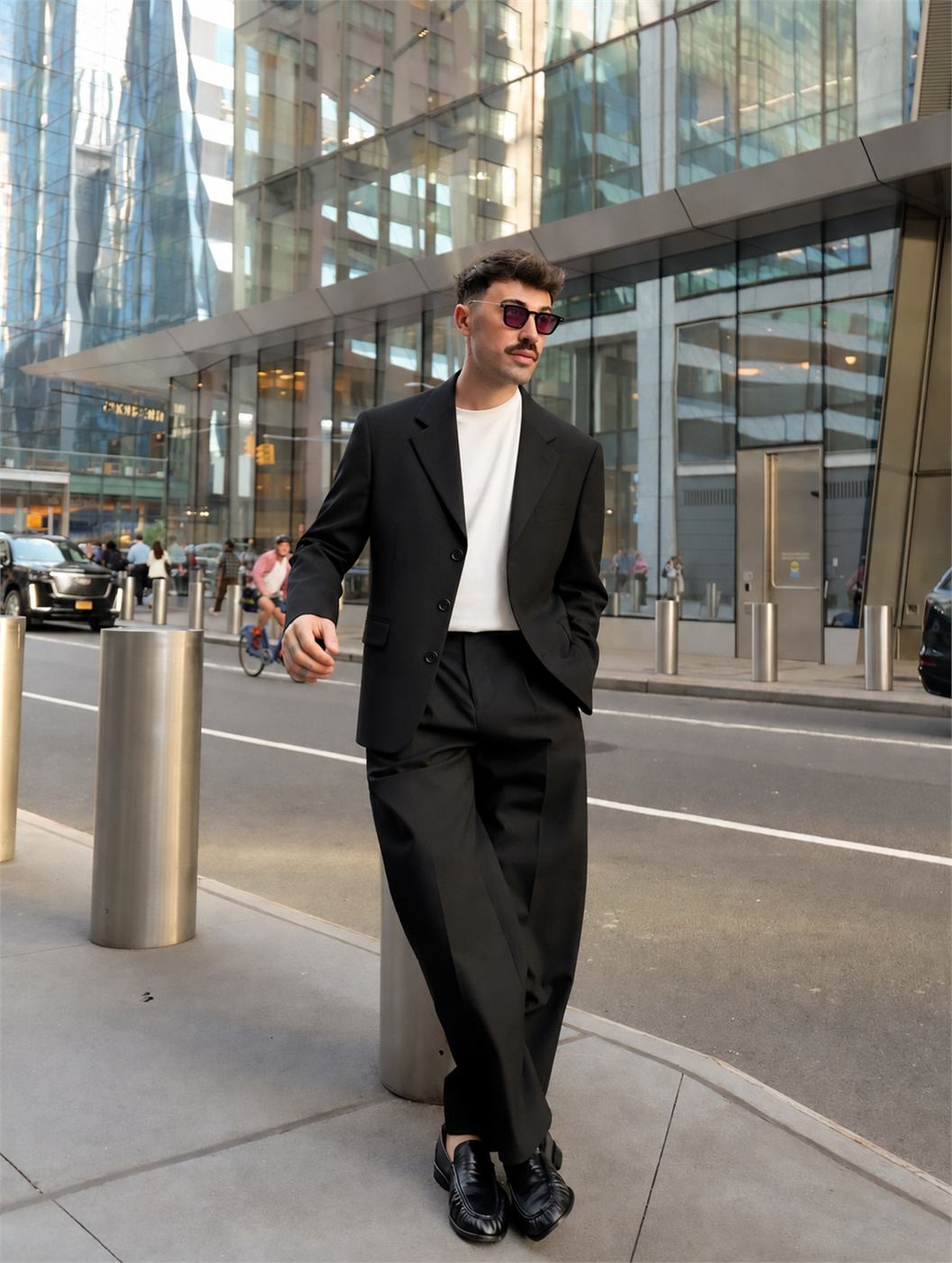 Vai áo blazer nam nằm đúng điểm vai tạo phom cân đối tự nhiên